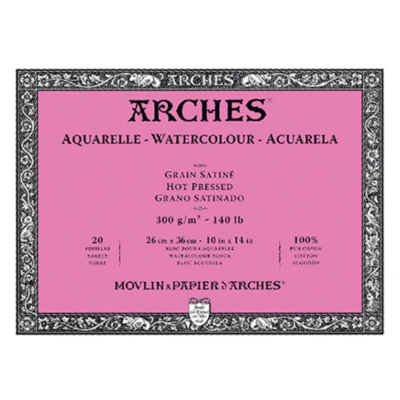 ARCHES Block de acuarela 26 x 36 cm 300 g/r, grano satinado