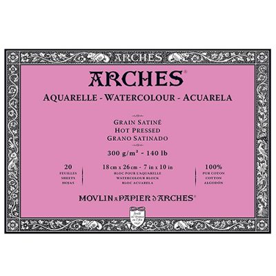 ARCHES Block de acuarela 18 x 26 cm 300 g/r, grano satinado