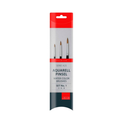 AMI Set pinceles acuarela redondo y corto A25