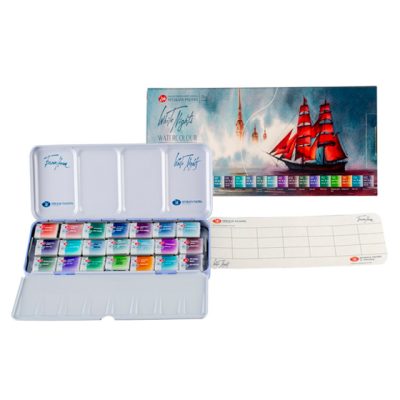 NEVASKAYA PALITRA set acuarelas White Nights Granuladas, caja de metal 21 pans 1/1